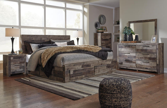 Derekson Panel Bed With 4 Storage Drawers With Mirrored Dresser, Chest And Nightstand Benchcraft®