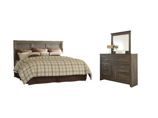 Juararo /California King Panel Headboard Bed With Mirrored Dresser Signature Design by Ashley®