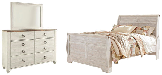 Willowton Sleigh Bed With Mirrored Dresser Signature Design by Ashley®