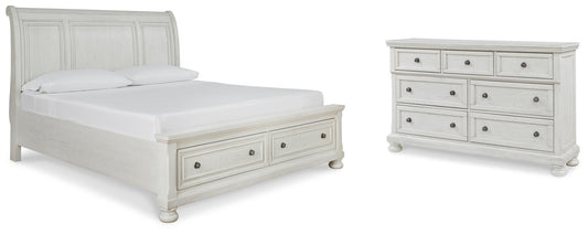 Robbinsdale California Sleigh Bed With Storage With Mirrored Dresser Signature Design by Ashley®