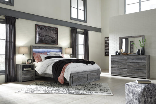Baystorm Panel Bed With 2 Storage Drawers With Mirrored Dresser And Nightstand Signature Design by Ashley®