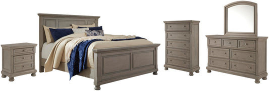 Lettner California Panel Bed With Mirrored Dresser, Chest And Nightstand Signature Design by Ashley®