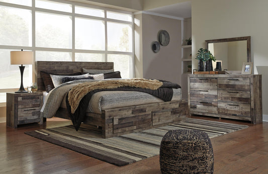 Derekson Panel Bed With 2 Storage Drawers With Mirrored Dresser And Nightstand Benchcraft®