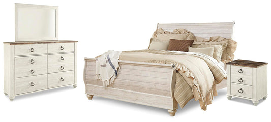 Willowton Sleigh Bed With Mirrored Dresser And Nightstand Signature Design by Ashley®