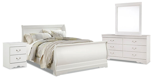 Anarasia Sleigh Bed With Mirrored Dresser And Nightstand Signature Design by Ashley®