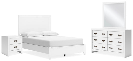 Binterglen Panel Bed With Mirrored Dresser And Nightstand