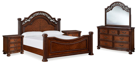 Lavinton Poster Bed With Mirrored Dresser And Nightstand Signature Design by Ashley®