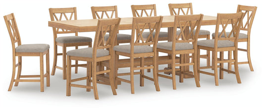 Havonplane Counter Height Dining Table and 10 Barstools Signature Design by Ashley®
