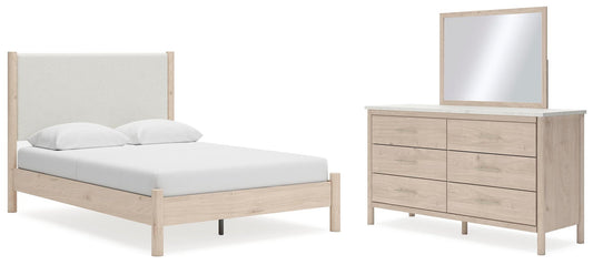 Cadmori Upholstered Panel Bed With Mirrored Dresser Signature Design by Ashley®