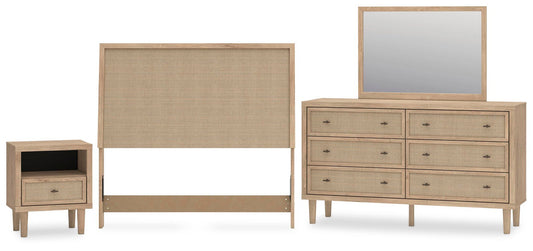 Cielden Upholstered Panel Bed With Mirrored Dresser And Nightstand Signature Design by Ashley®