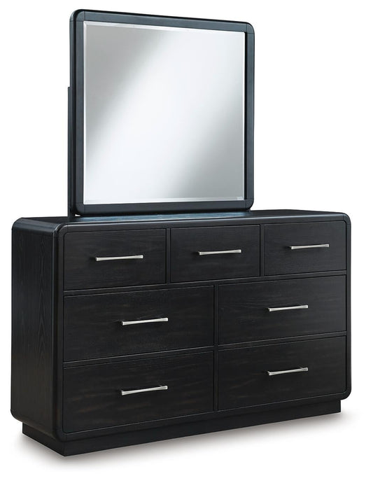 Rowanbeck Upholstered Panel Bed, Dresser, Mirror And Nightstand Signature Design by Ashley®