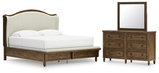 Sturlayne Upholstered Panel Bed, Dresser And Mirror Benchcraft®