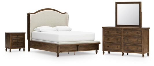 Sturlayne Upholstered Panel Bed, Dresser, Mirror And Nightstand Benchcraft®