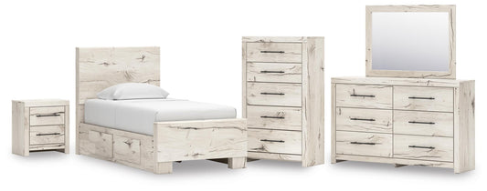 Lawroy Panel Bed With Storage, Dresser, Mirror, Chest And Nightstand Benchcraft®