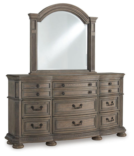 Ardenfield Upholstered Sleigh Bed, Dresser And Mirror Signature Design by Ashley®