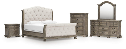 Ardenfield California Upholstered Sleigh Bed, Dresser, Mirror, Chest And Nightstand Signature Design by Ashley®