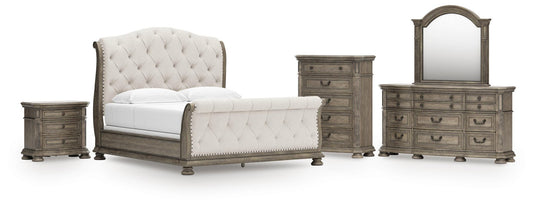 Ardenfield Upholstered Sleigh Bed, Dresser, Mirror, Chest And Nightstand Signature Design by Ashley®