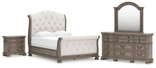 Ardenfield Upholstered Sleigh Bed, Dresser, Mirror And Nightstand Signature Design by Ashley®