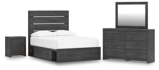 Hollivern Panel Bed With Storage, Dresser, Mirror And Nightstand Signature Design by Ashley®