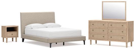 Cielden Upholstered Bed With Roll Slats, Dresser, Mirror And Nightstand Signature Design by Ashley®