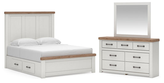 Savonport Panel Bed With Storage, Dresser And Mirror Benchcraft®
