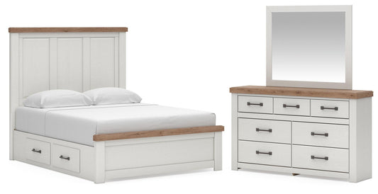 Savonport Panel Bed With Storage, Dresser And Mirror Benchcraft®