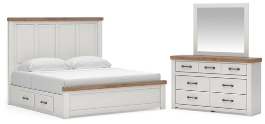 Savonport Panel Bed With Storage, Dresser And Mirror Benchcraft®