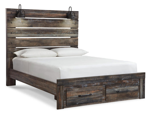 Drystan Panel Bed With 2 Storage Drawers With Mirrored Dresser Signature Design by Ashley®