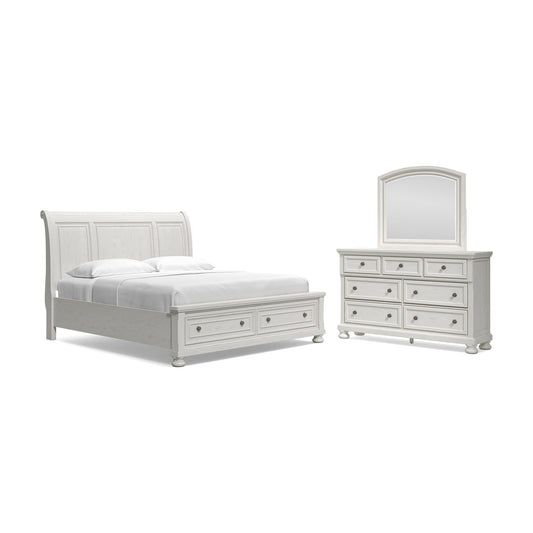 Robbinsdale California Sleigh Bed With Storage With Mirrored Dresser Signature Design by Ashley®