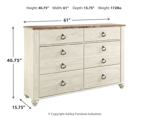 Willowton Six Drawer Dresser Signature Design by Ashley®