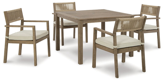 Aria Plains Outdoor Dining Table and 4 Chairs Signature Design by Ashley®