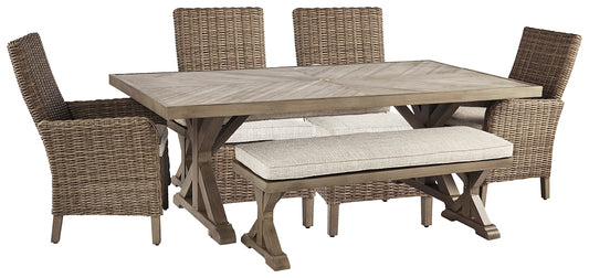 Beachcroft Outdoor Dining Table and 4 Chairs and Bench Signature Design by Ashley®
