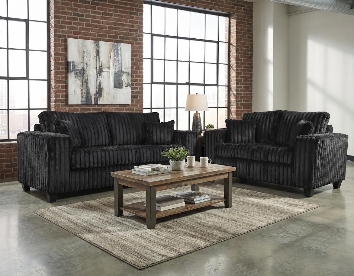 4200 Hugo Black Sofa and Loveseat Trading Post