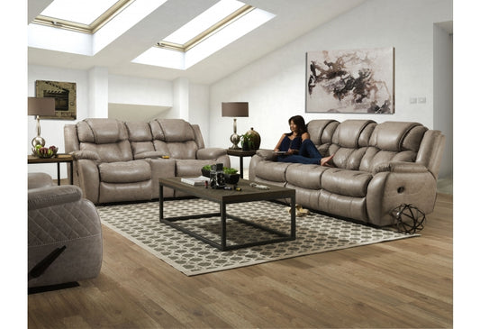 Corral Mush Double Reclining Sofa Loveseat with Console HomeStretch