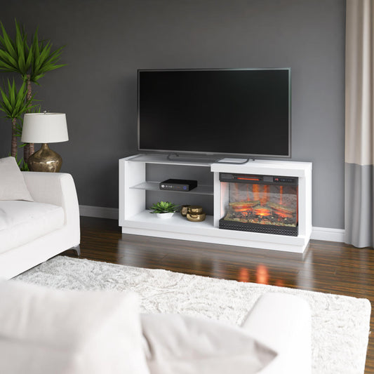 Contemporary White Tv Stand with Fireplace Twin-Star International Inc.