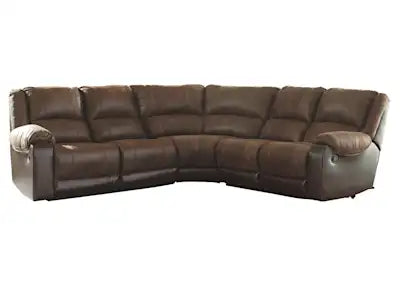 50302-41 Ashley Furniture Nantahala Coffee Fabric Sectional Sofa With Recliner and Chaise Ashley Furniture