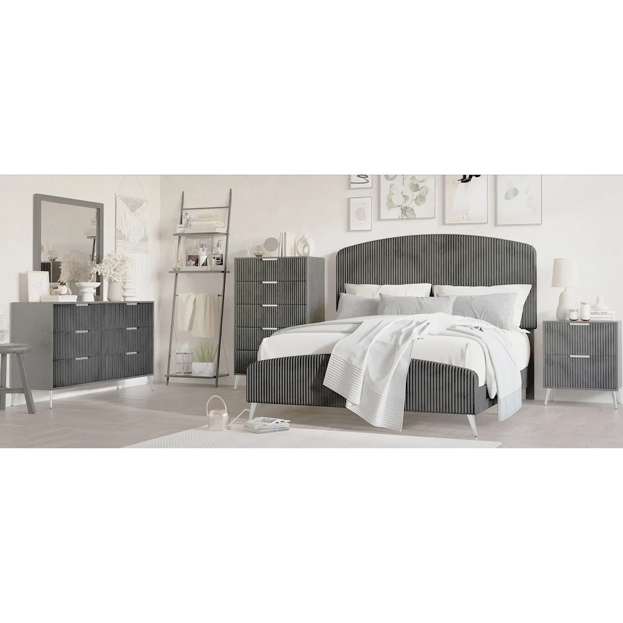 Contemporary Kailani Upholstered Bedroom Set New Classic Furniture