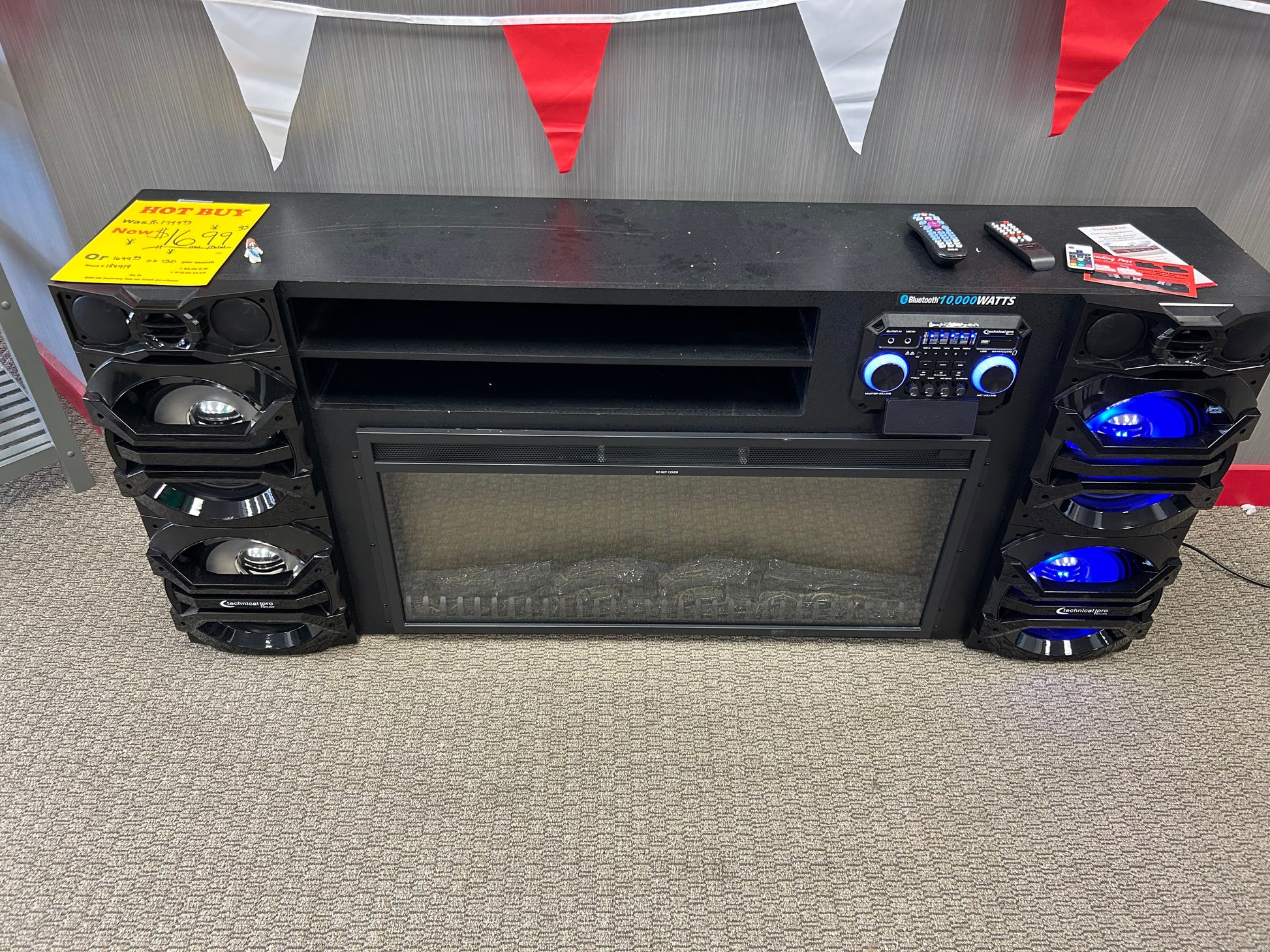 Tv Stand With Speakers and Fireplace Technical Pro