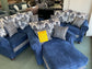 Blue New Three Piece Living Room Set Classic Furniture MFG