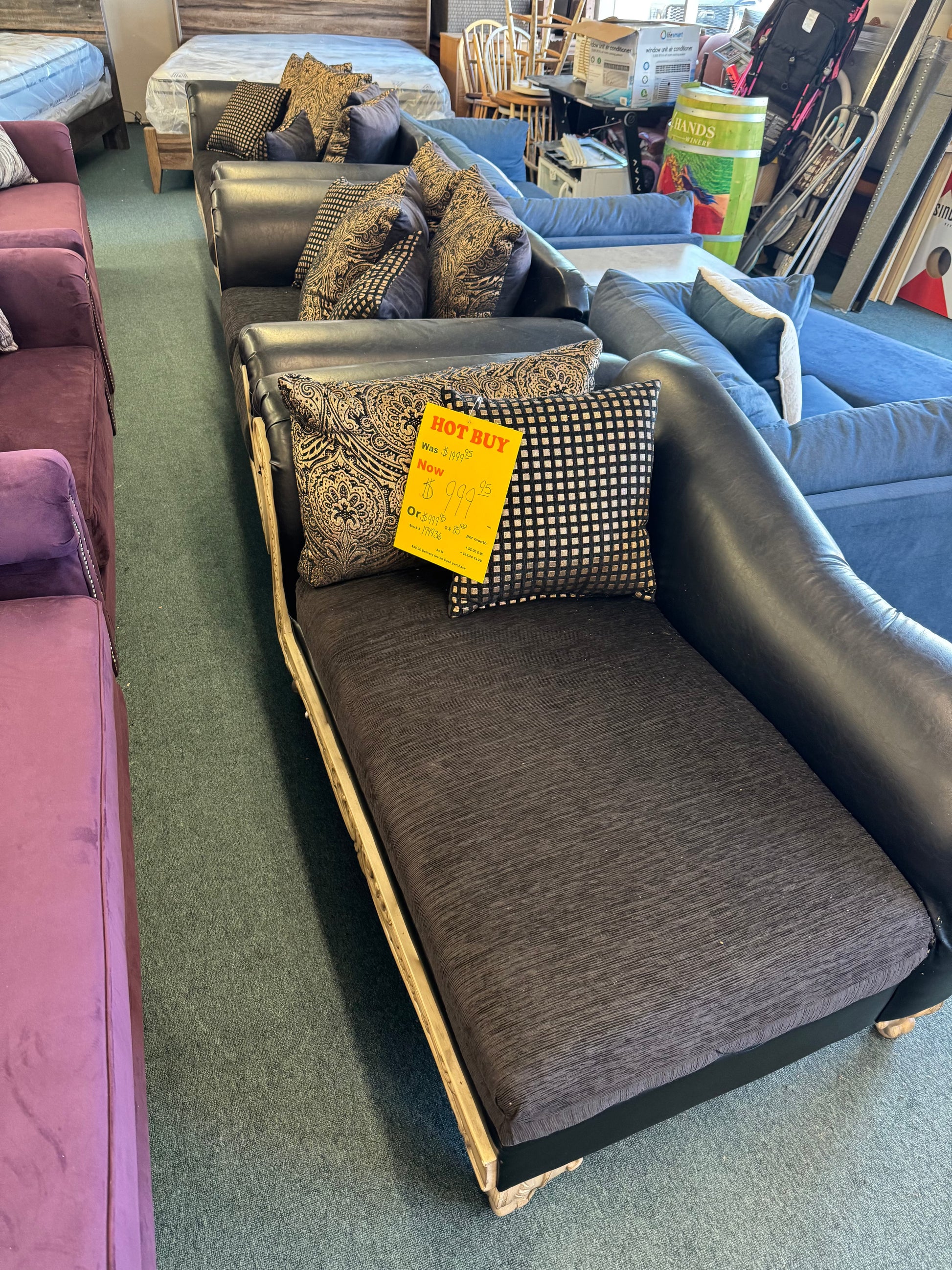 Black Used Three Piece Hughes Furniture