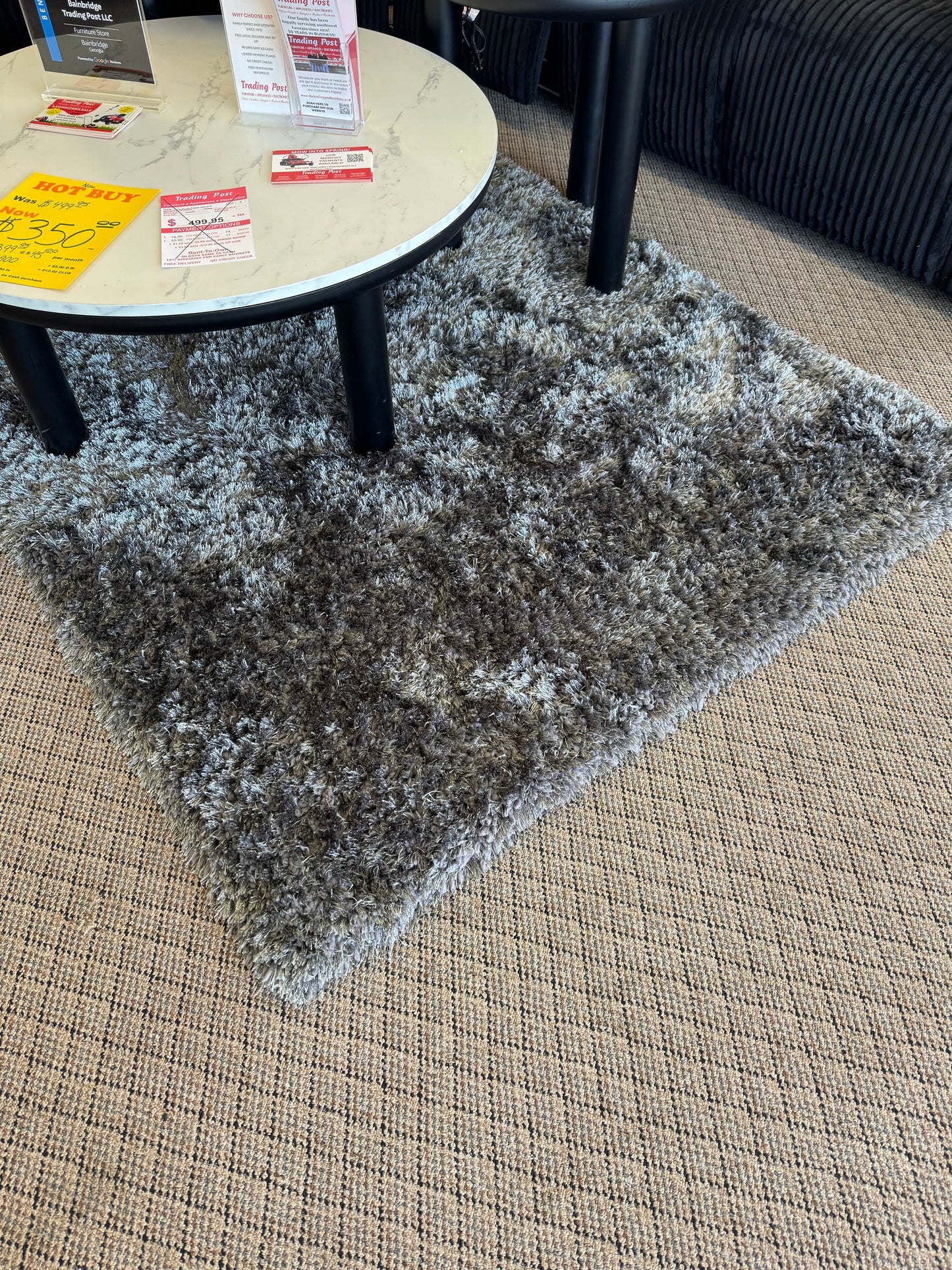 New 5X7 Grey Afro Shag Rug Trading Post