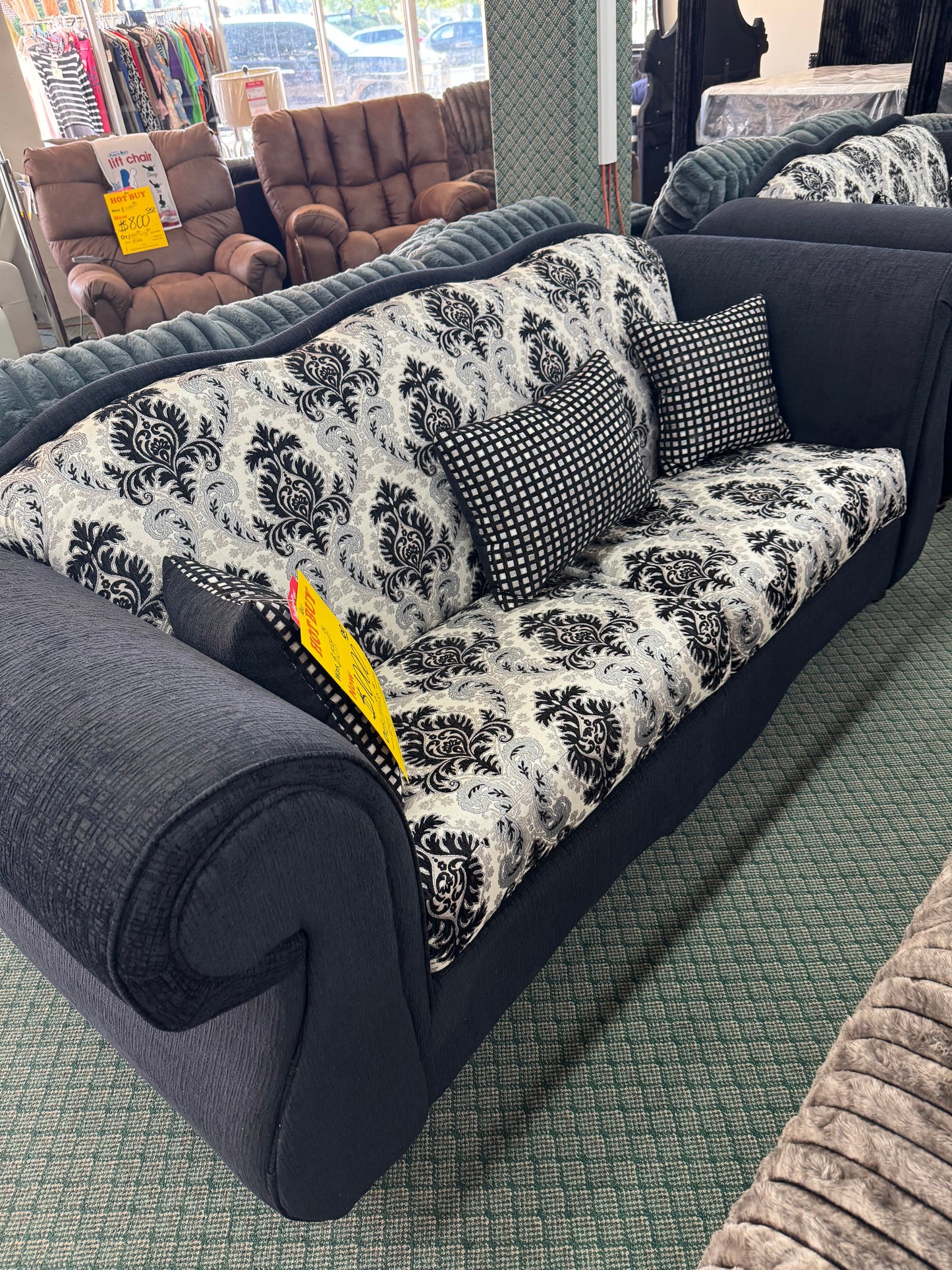New Black Classic Sofa and Loveseat Trading Post