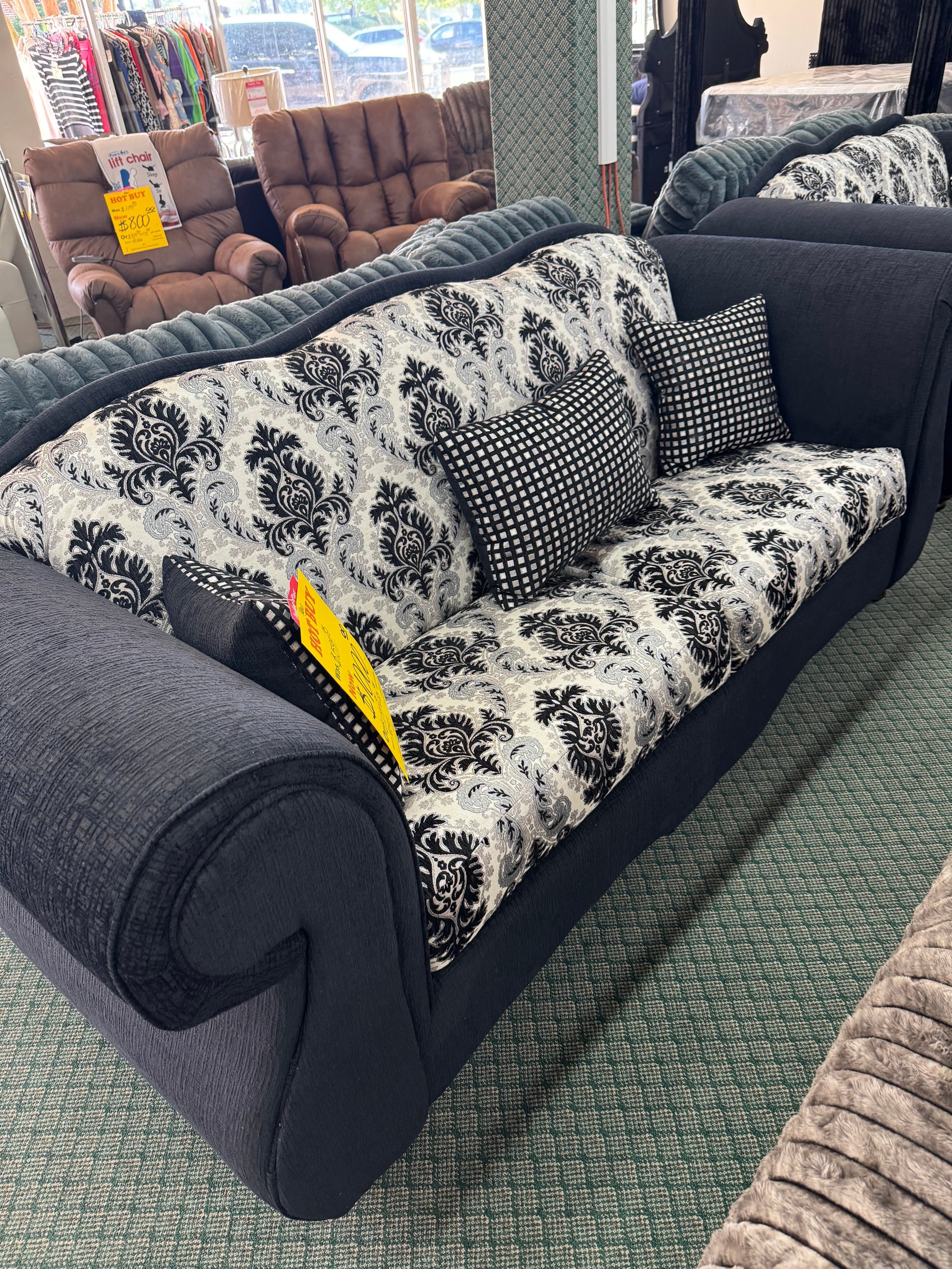New Black Classic Sofa and Loveseat Trading Post
