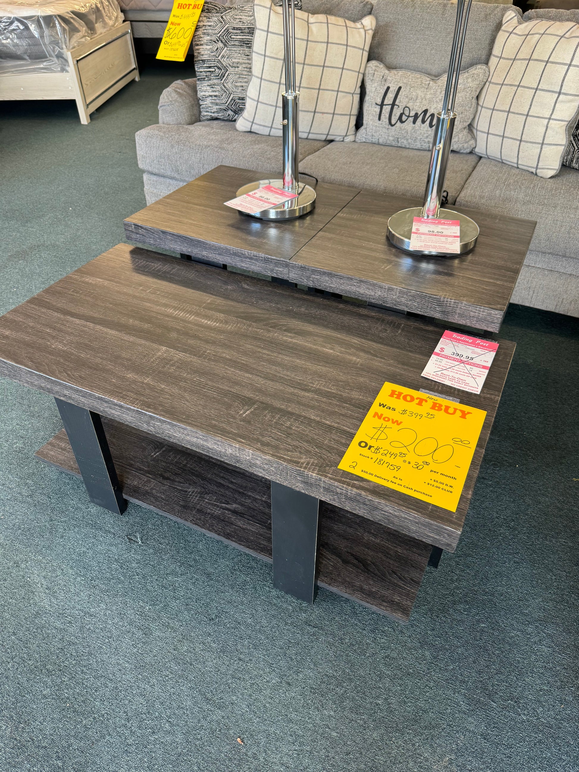 New Dark Grey Living Room Table Set Trading Post