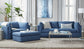 Navy 18200 Sofa With Cuddle Chair and Ottoman Hughes Furniture