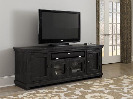 Willow Casual Style 74" Media Console Table Distressed Black Progressive Furniture