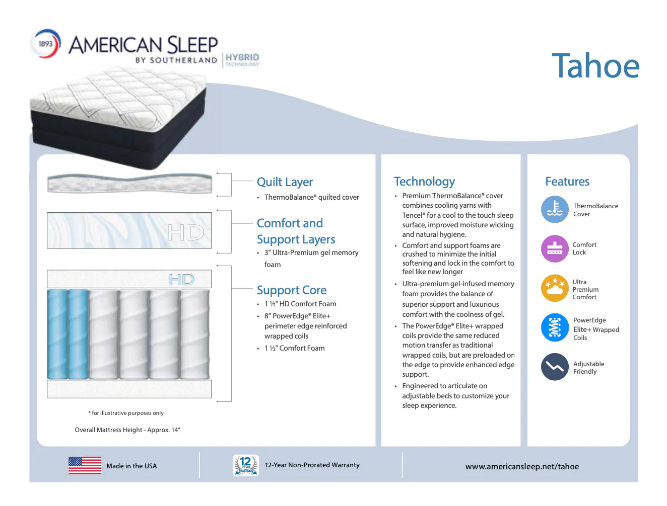 Tahoe Ultra Hybrid Southernland Mattress