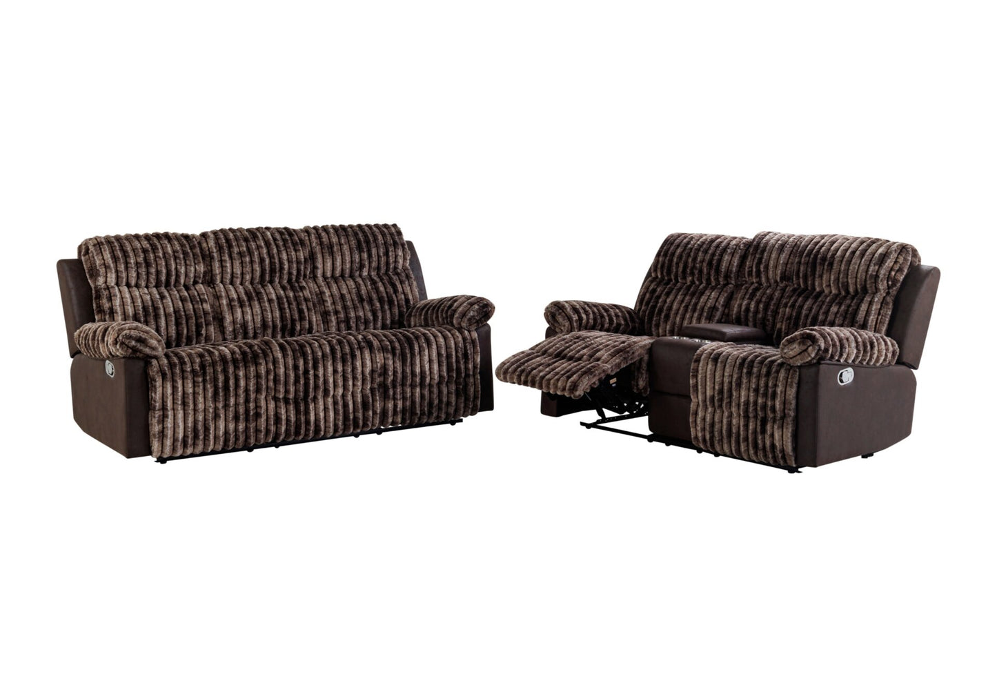 U6028 Brown Reclining Sofa Loveseat