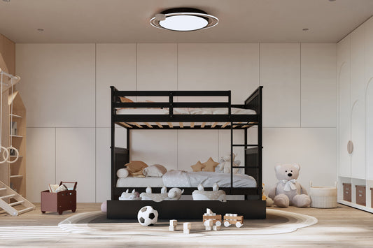 BB32 Black Bunkbed with Trundle Happy Homes