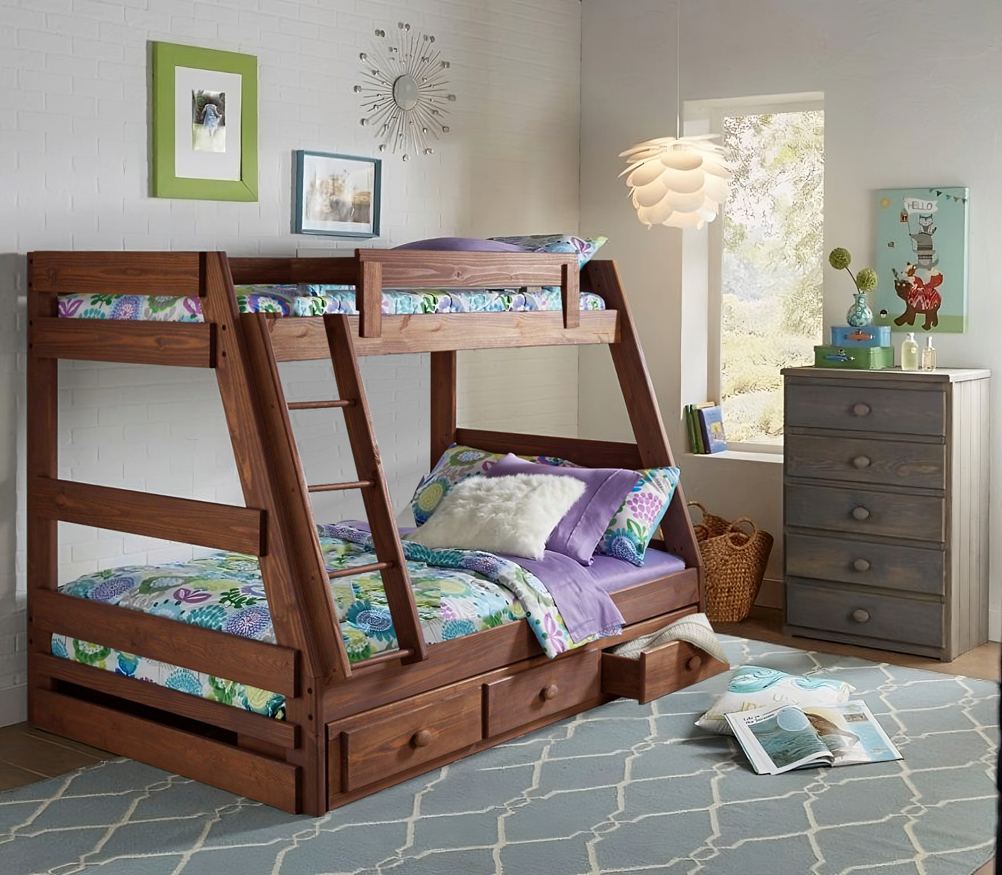 609 BUNKBED WOODEN TWIN/FULL STORAGE Simply Bunkbed